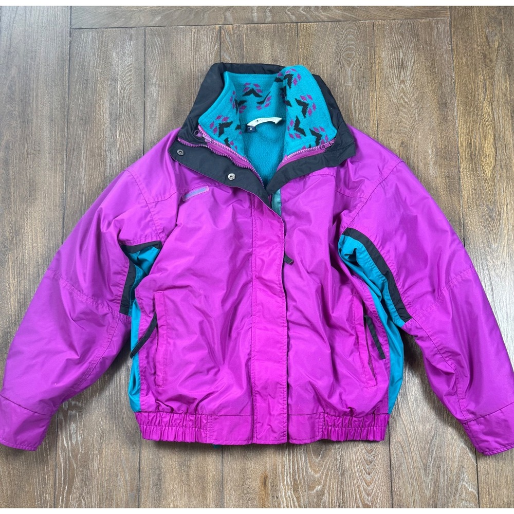 Vintage Columbia Bugaboo Ski Jacket Women's M Purple Teal USA Made 90s